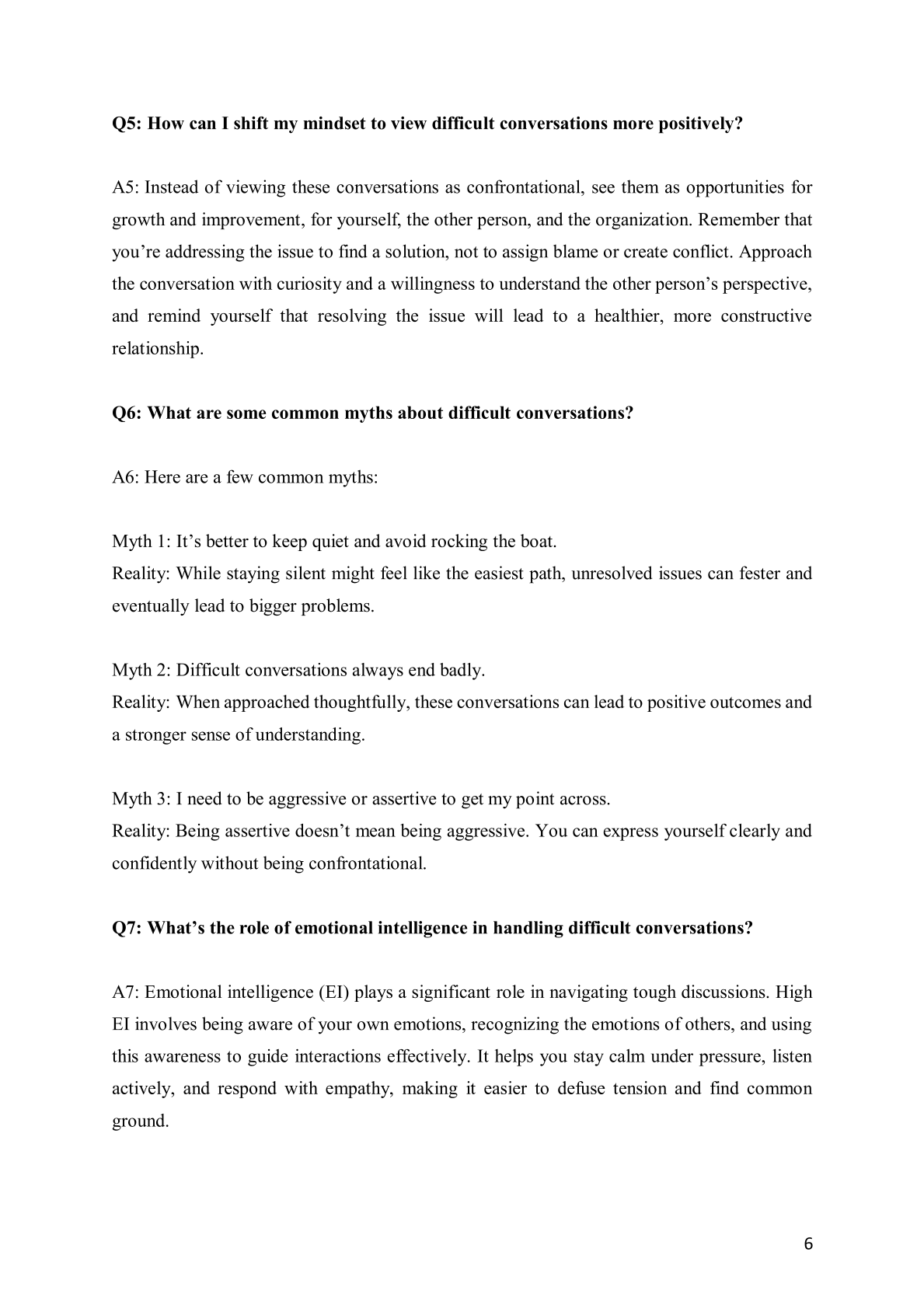 How to Handle Difficult Conversations: Q & A for Professionals